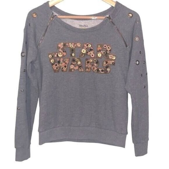 Disney Parks Star Wars Stem Punk Gray Pullover Zipper Accent Sweater Size XS - Picture 1 of 7